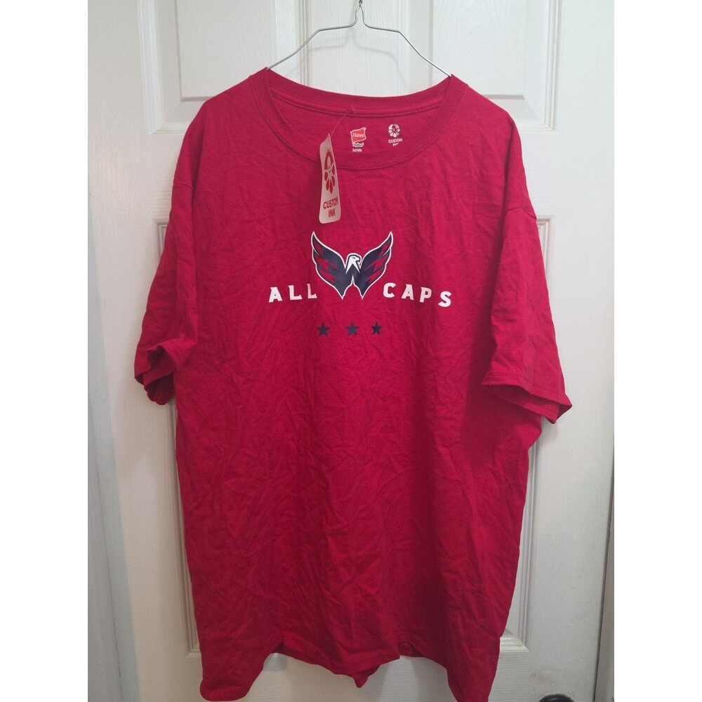 Washington Capitals NWT All Caps Large Mens Red Graphic Logo Tshirt NHL Large